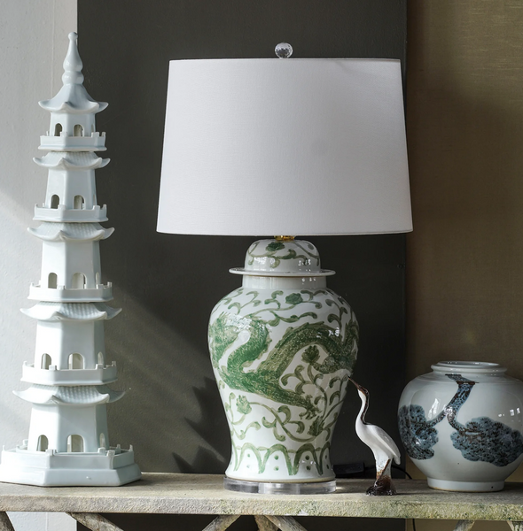 Jingdezhen Porcelain Hand-Painted Temple Jar Table Lamp - Matthew Izzo Collection