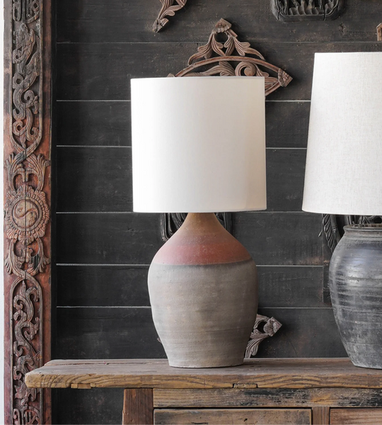 Upcycled Clay Rice Wine Bottle Table Lamp - Matthew Izzo Collection