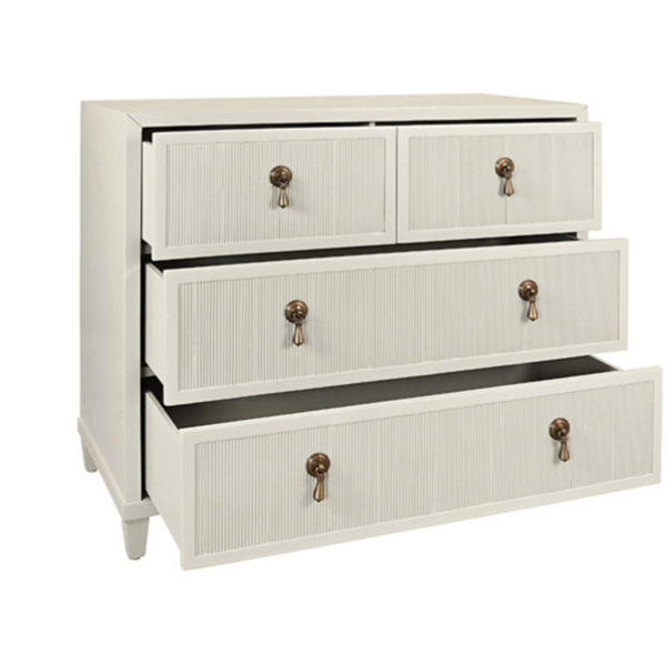 Pascal Provincial Matte Antique White Lacquer Chest of Drawers