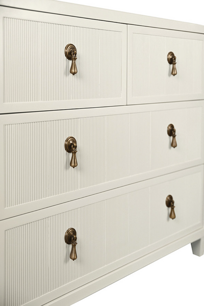 Pascal Provincial Matte Antique White Lacquer Chest of Drawers