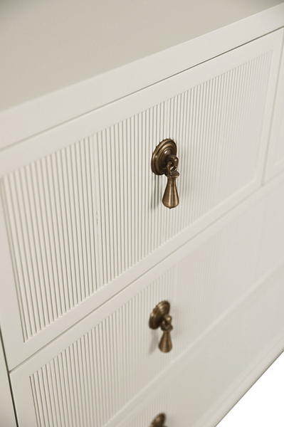Pascal Provincial Matte Antique White Lacquer Chest of Drawers