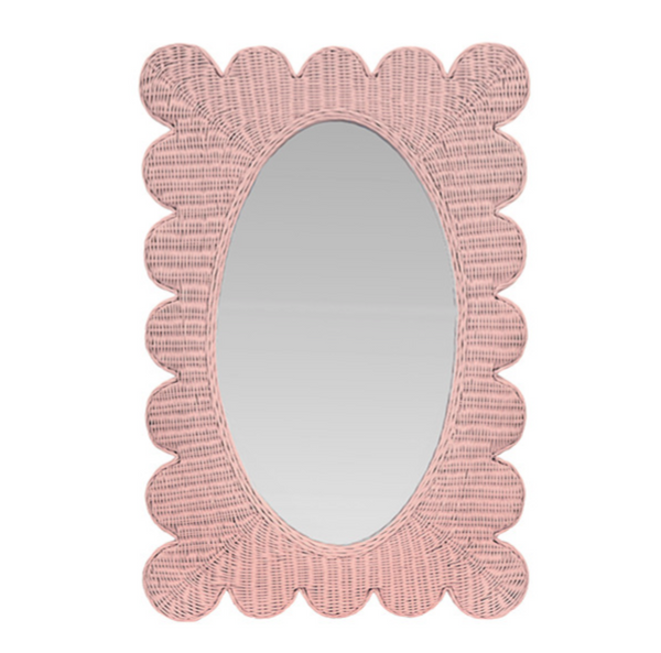 Lillian Pink Woven Rattan Mirror