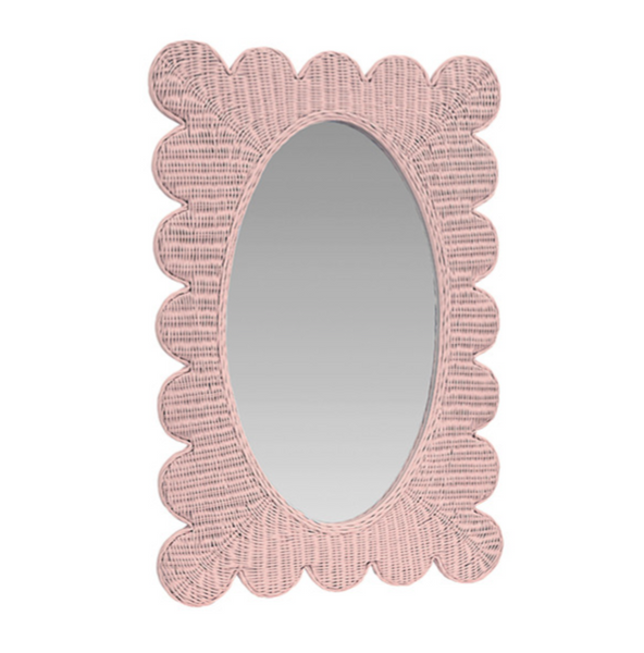Lillian Pink Woven Rattan Mirror