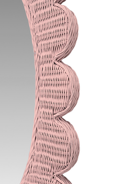 Lillian Pink Woven Rattan Mirror