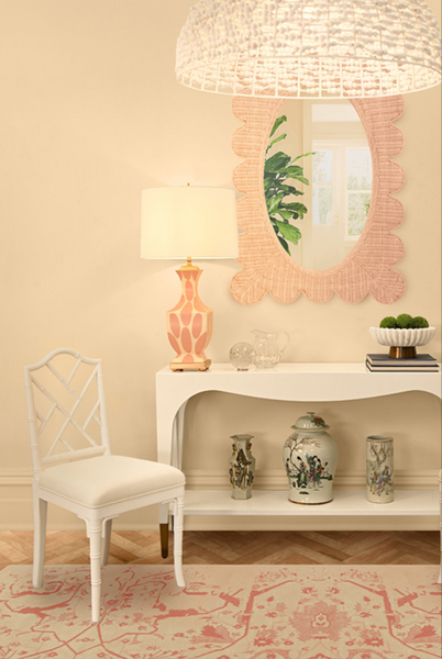 Lillian Pink Woven Rattan Mirror