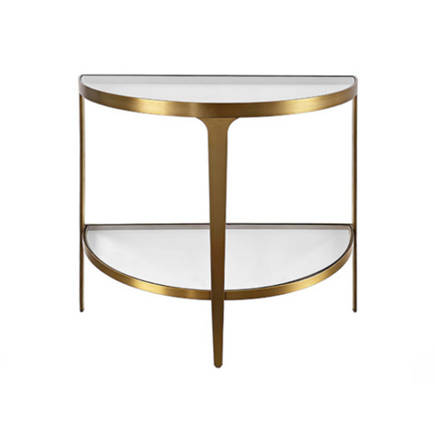 Lisa Antique Brass Demilune Console Table