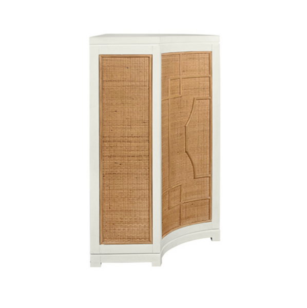 Isabel Rattan and Matte White Lacquer Cabinet