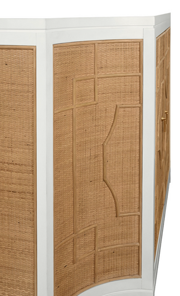 Isabel Rattan and Matte White Lacquer Cabinet