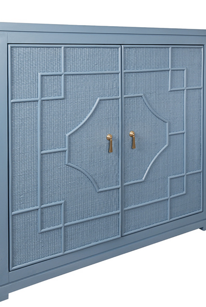 Isabel Rattan Capri Blue Rattan Cabinet