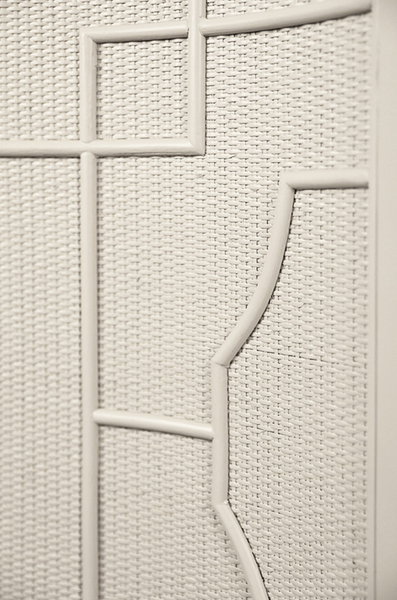 Isabel Antique White Rattan Overlay Cabinet