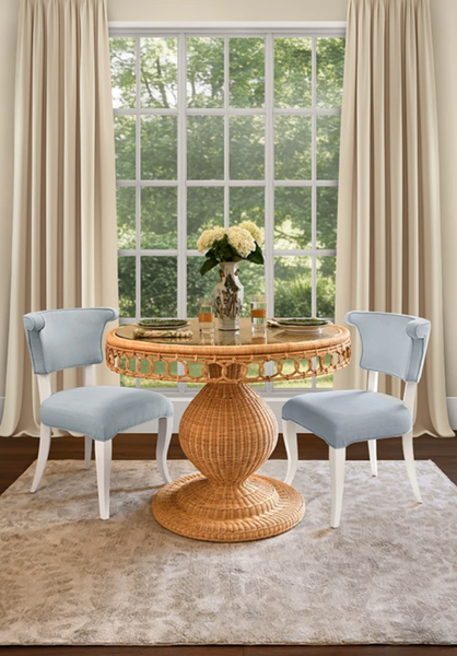 Eloise Light Blue Performance Linen Dining Chair