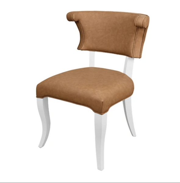 Eloise Camel Leather Round Back Dining Chair