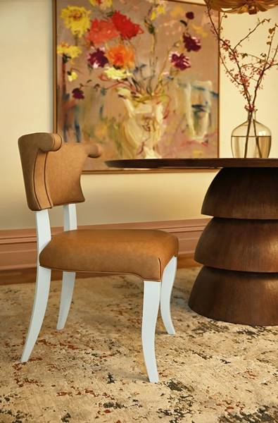 Eloise Camel Leather Round Back Dining Chair