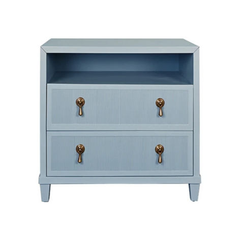 Corine Light Blue Matte Lacquer Fluted Front Side Table