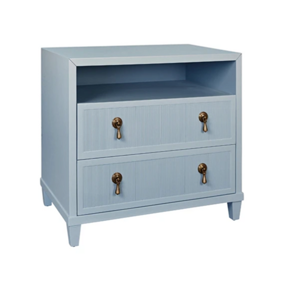 Corine Light Blue Matte Lacquer Fluted Front Side Table