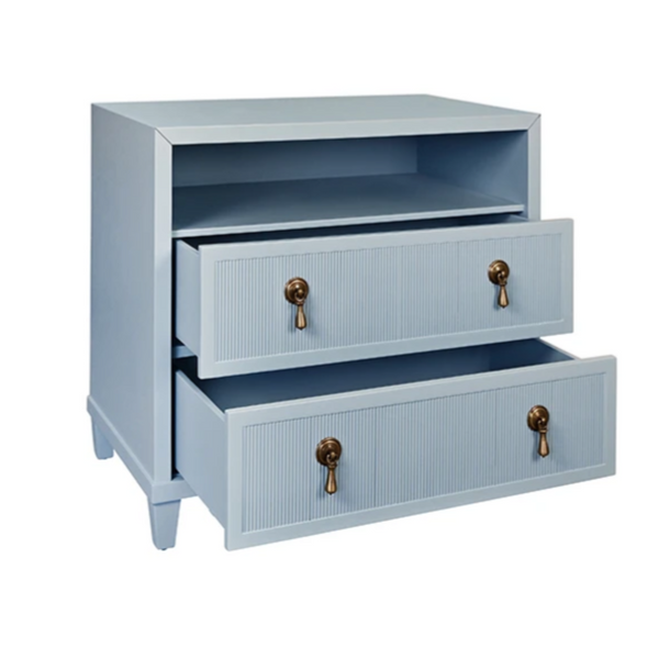Corine Light Blue Matte Lacquer Fluted Front Side Table