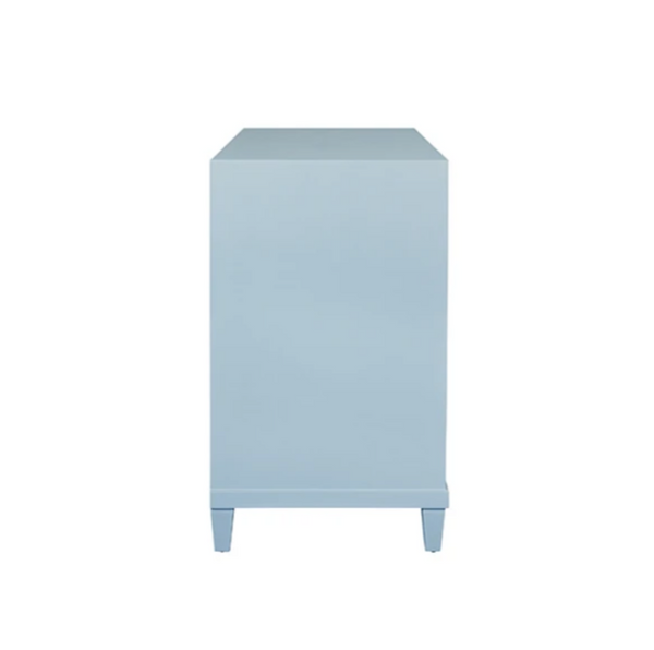 Corine Light Blue Matte Lacquer Fluted Front Side Table