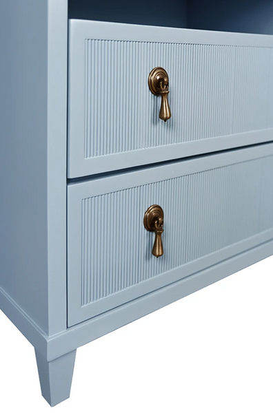 Corine Light Blue Matte Lacquer Fluted Front Side Table