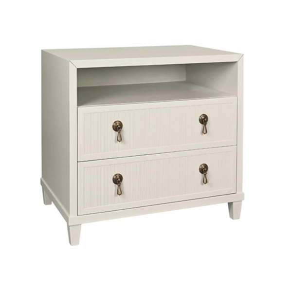 Corine Antique White Matte Lacquer Fluted Side Table
