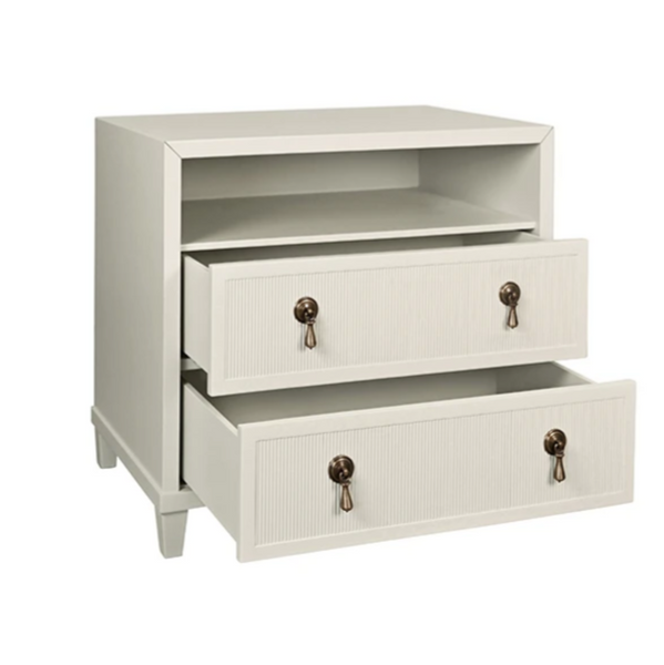 Corine Antique White Matte Lacquer Fluted Side Table