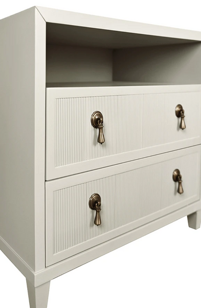 Corine Antique White Matte Lacquer Fluted Side Table