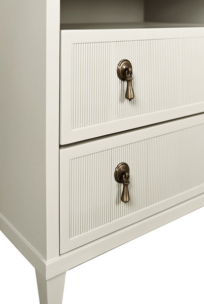 Corine Antique White Matte Lacquer Fluted Side Table