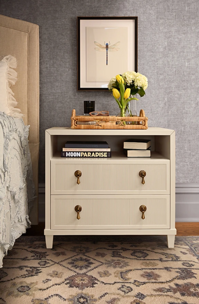 Corine Antique White Matte Lacquer Fluted Side Table