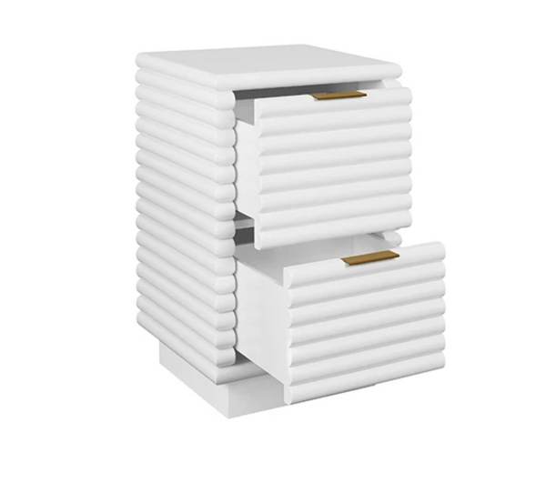 Nayla Glossy White Lacquer Side Table