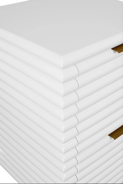 Nayla Glossy White Lacquer Side Table