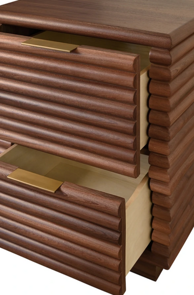 Nayla Walnut Reed Side Table
