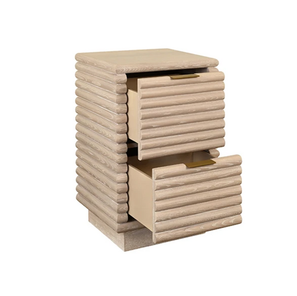 Nayla Cerused Oak Reed Side Table