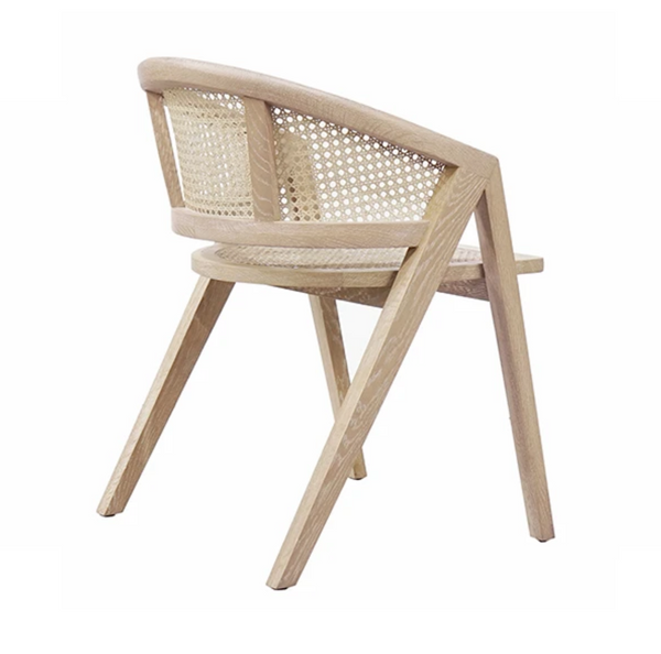 Aero Cerused Oak and Cane Barrel Back Dining Chair