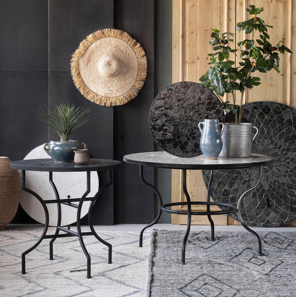 Moroccan Zellige Vanilla Tile 24" Side Table - Matthew Izzo Collection