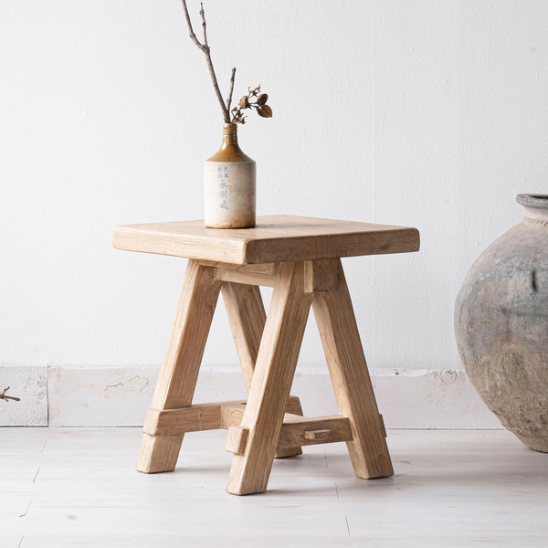 Reclaimed Elm Wood Taverna Side Table/Seat - Matthew Izzo Collection