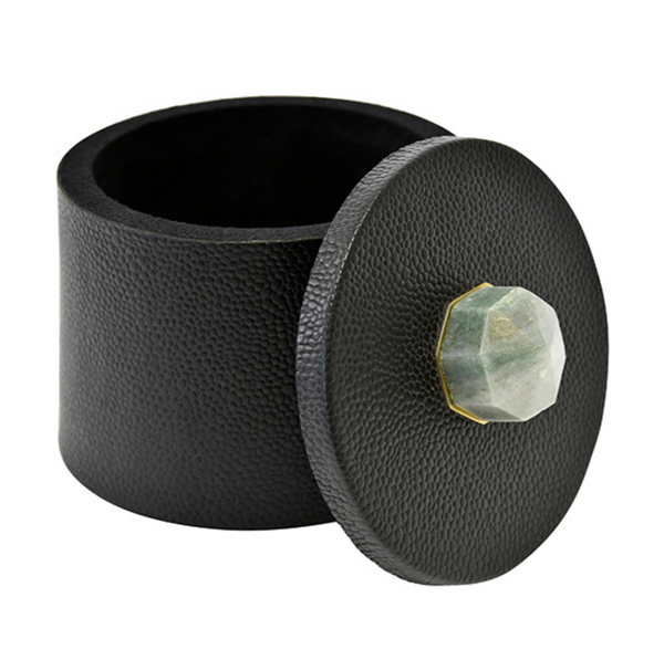Marlene Round Faux Pebbled Leather Container