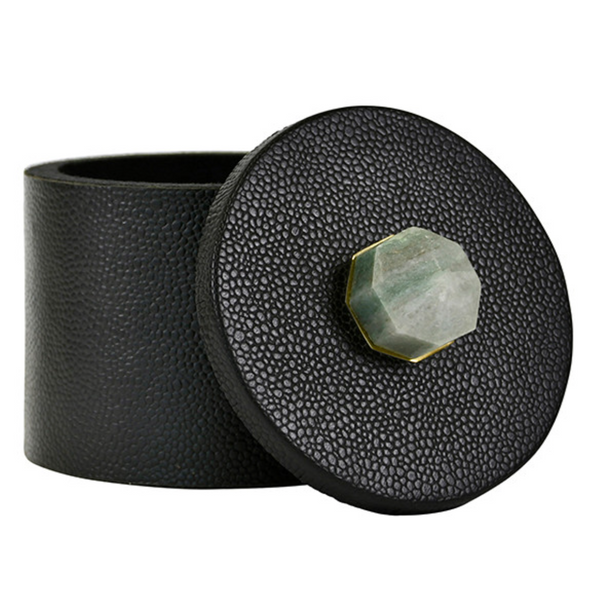 Marlene Round Faux Pebbled Leather Container