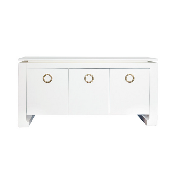 Tilley Matte White Lacquer Three Door Buffet