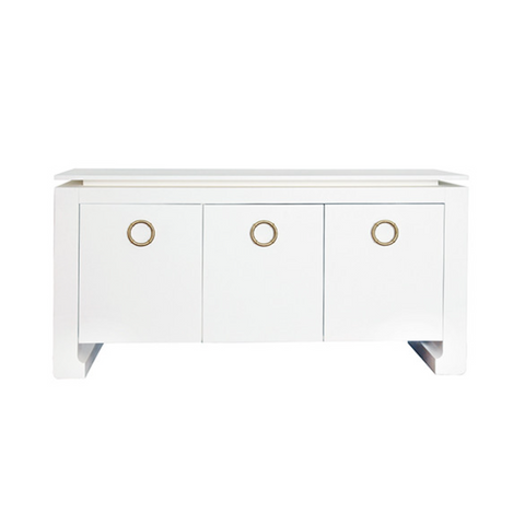 Tilley Matte White Lacquer Three Door Buffet
