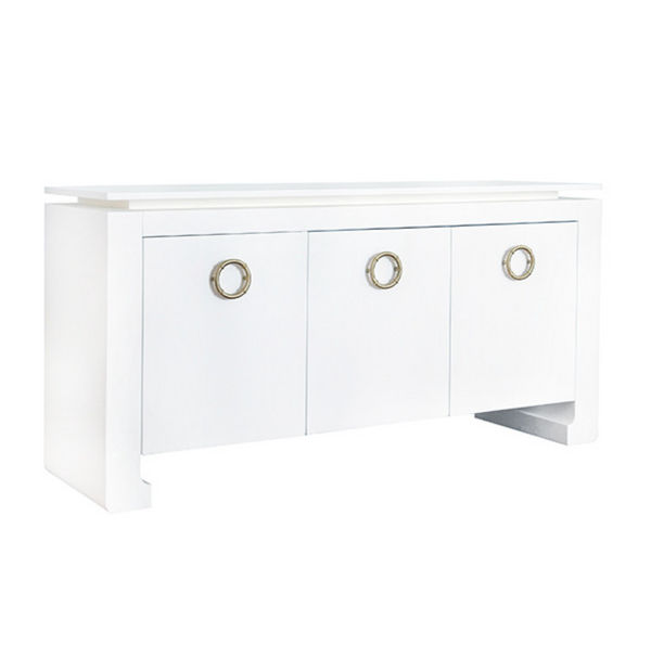 Tilley Matte White Lacquer Three Door Buffet