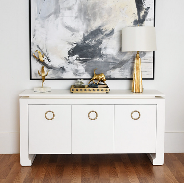 Tilley Matte White Lacquer Three Door Buffet