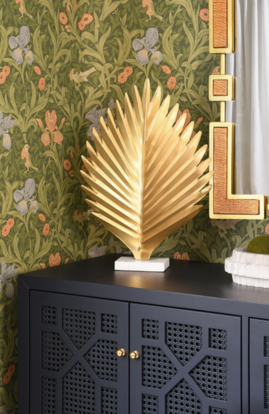 Sprig Antique Brass Leaf Sculpture
