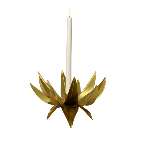 Sparky Antique Brass Palm Tree Taper Candle Holder