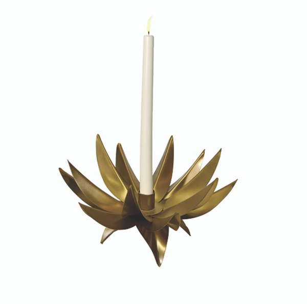 Sparky Antique Brass Palm Tree Taper Candle Holder