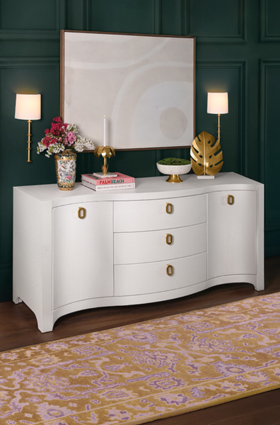 Paulina White Textured Linen Buffet