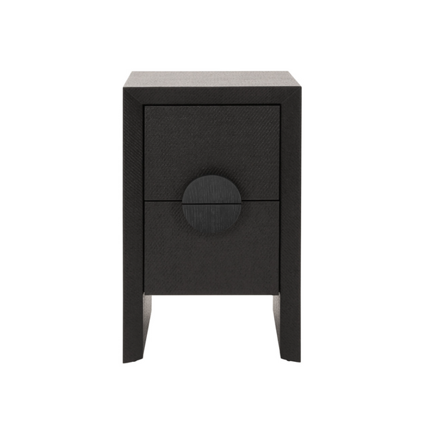 Parker Black Painted Grasscloth Side Table
