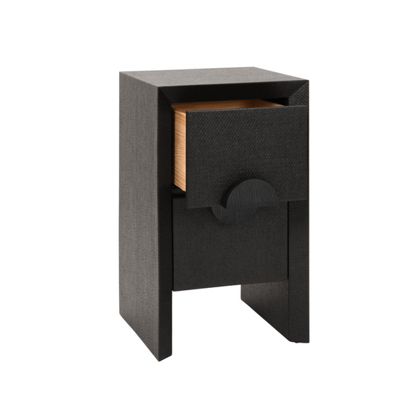 Parker Black Painted Grasscloth Side Table