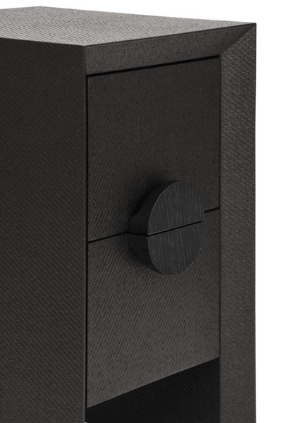 Parker Black Painted Grasscloth Side Table