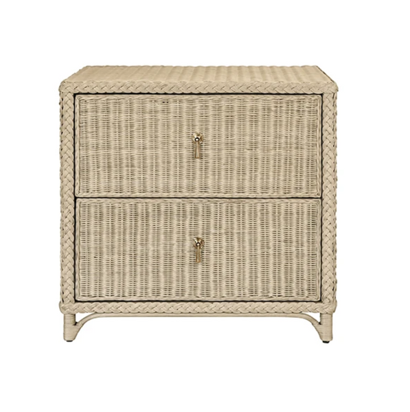Abigail Two Drawer Light Blue Rattan Side Table