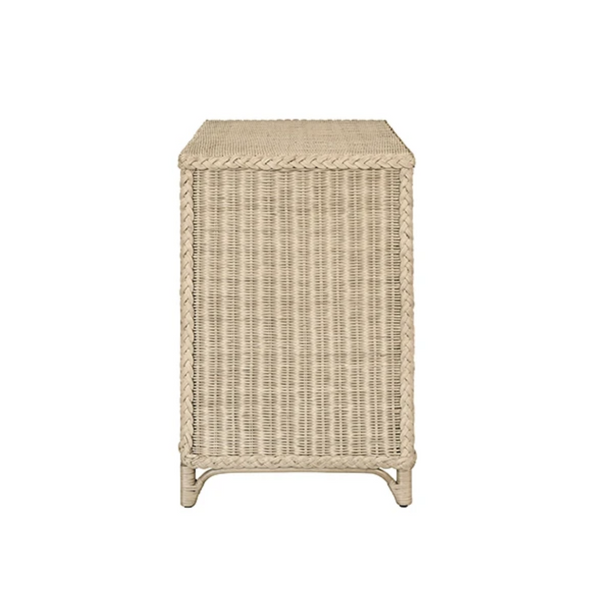 Abigail Two Drawer Light Blue Rattan Side Table