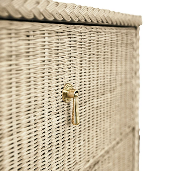 Abigail Two Drawer Light Blue Rattan Side Table